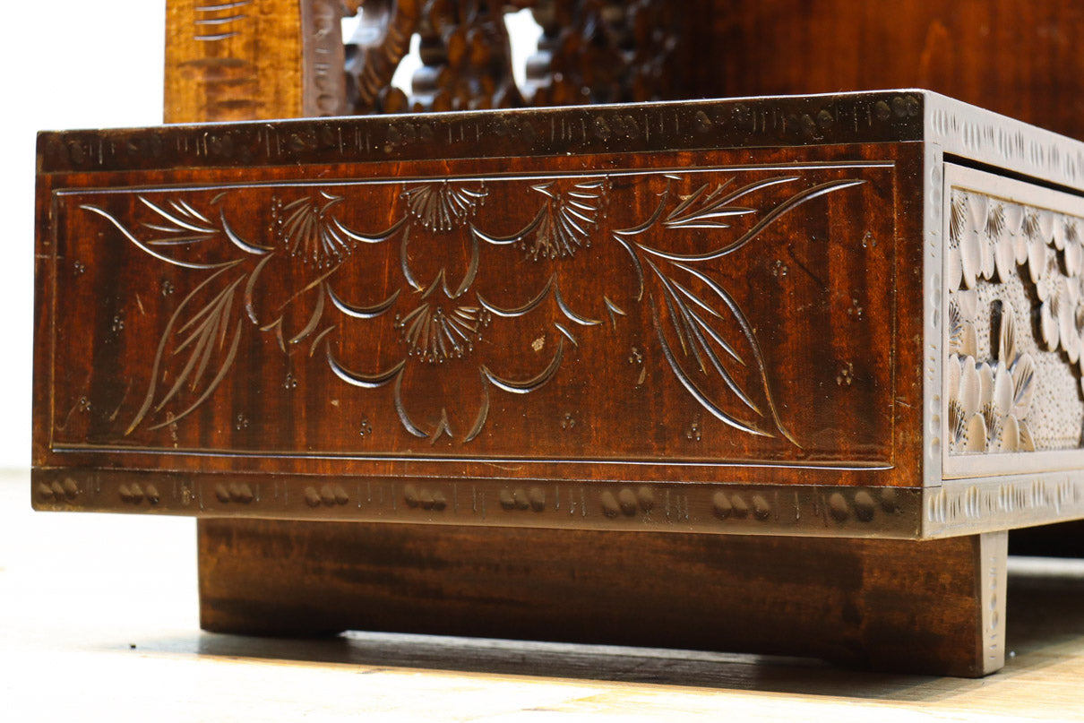 とこ 軽井沢彫 鏡台&スツール セット 桜 さくら彫刻 ドレッサー 化粧