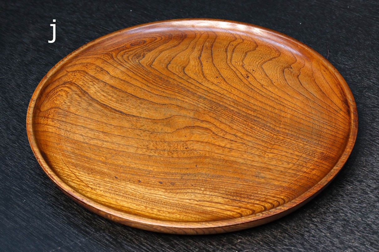 けやき一枚板‼ 艶色に杢目が見事な丸盆 DC5150a-j 在庫6枚 – 古福庵
