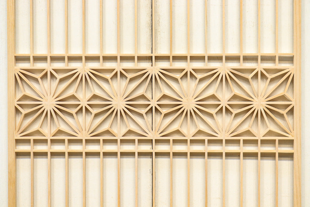 大振りの角麻組子が上品な建具素材 E8887 在庫16枚 【奈良県建具屋さん