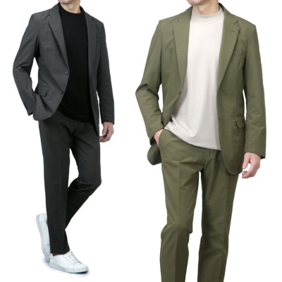清涼 ストレッチスーツ セットアップ 上下セット スーツ仕立て スリム