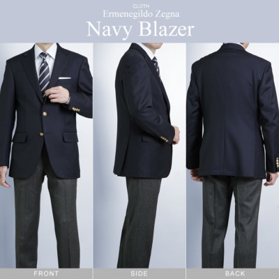紺ブレザー エルメネジルド ゼニア Ermenegildo Zegna 生地ブランド