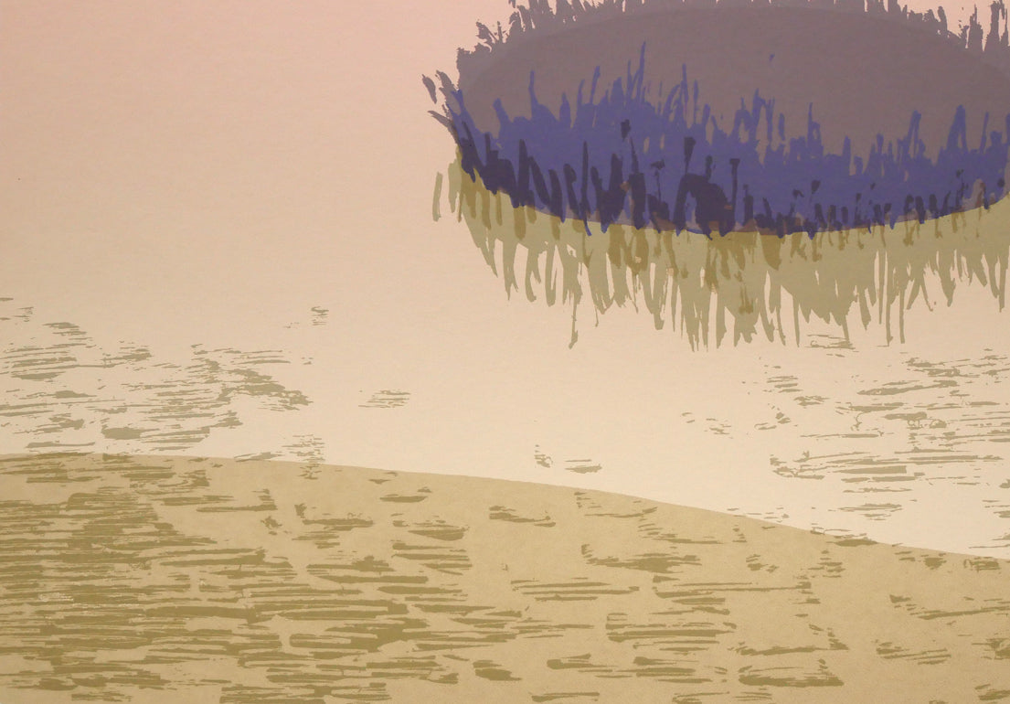 本間武男「湿原暮色（釧路）」シルクスクリーン版画 絵画買取・販売の