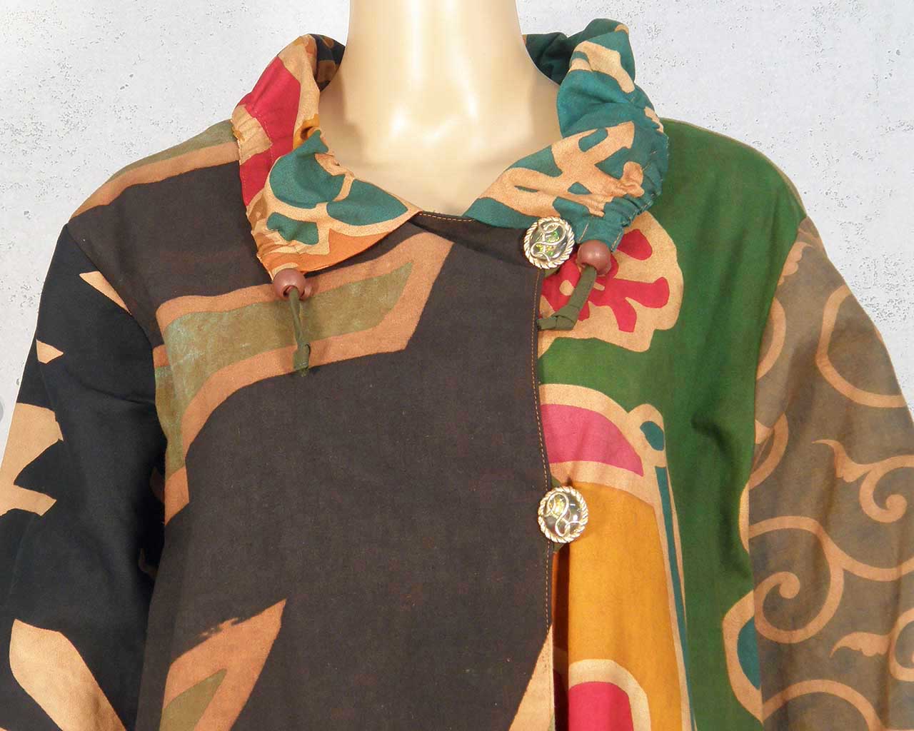 大漁旗の柿渋染め ロングコート 貼りポケット – KimonoStudio Matsuno