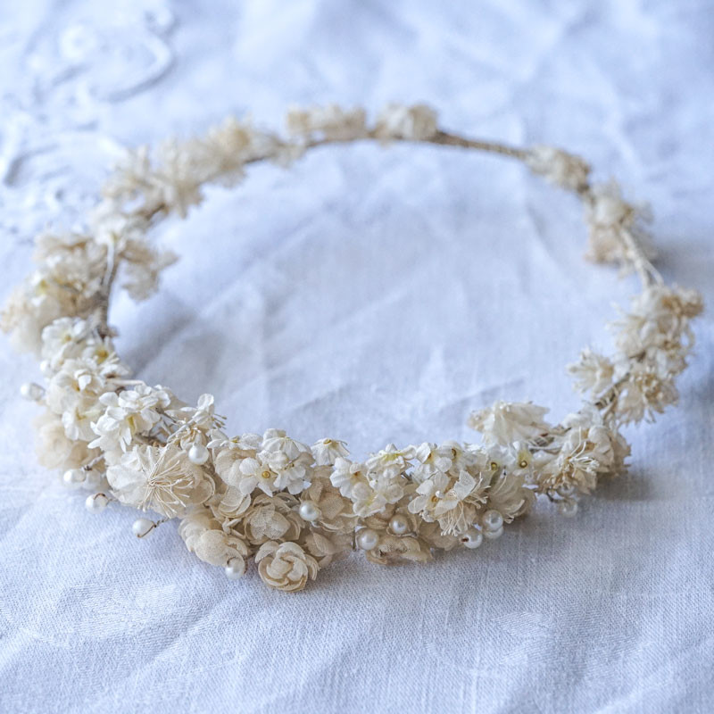 アンティーク ワックスフラワー ティアラ花冠：A フランスアンティーク