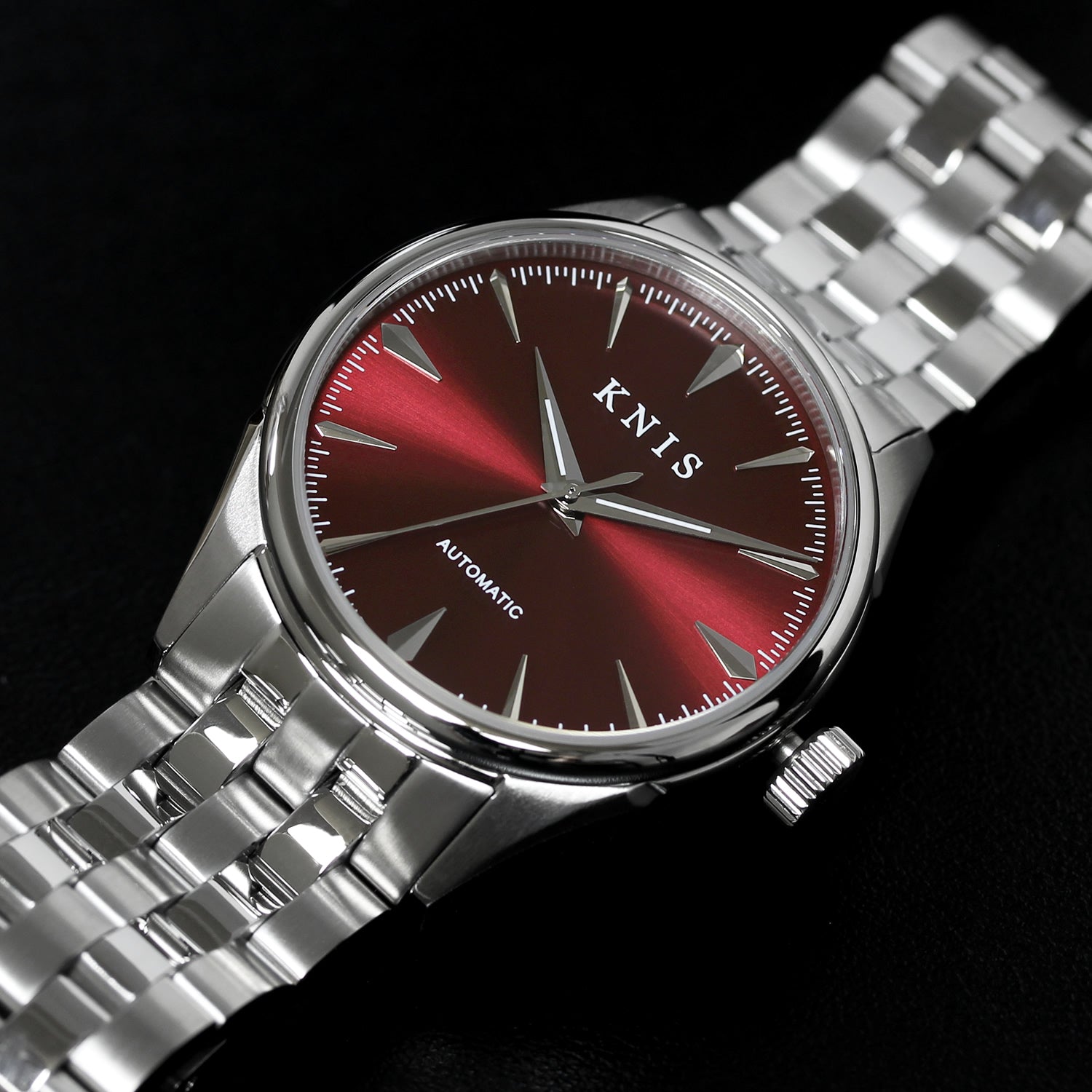 KNIS 自動巻き サンレイダイアル ワインレッド KN001-RD