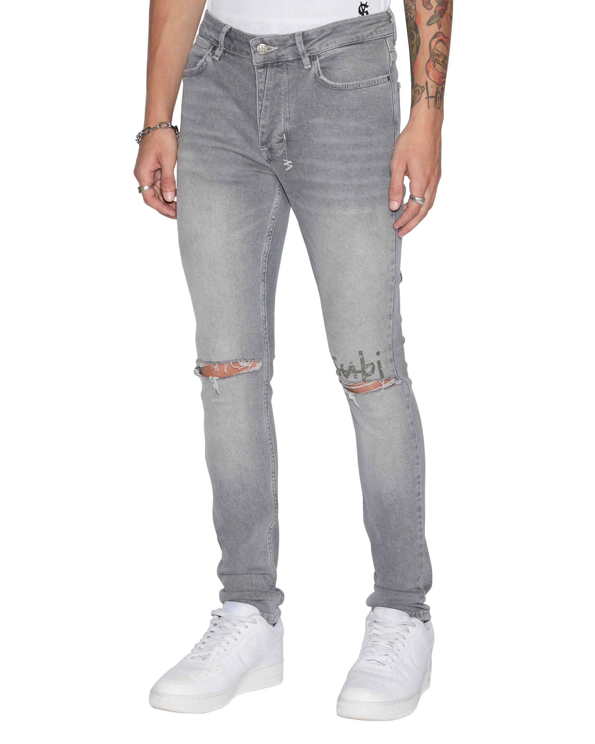 Van Winkle Thrifted Skinny Jeans - Faded Grey Denim | Ksubi ++