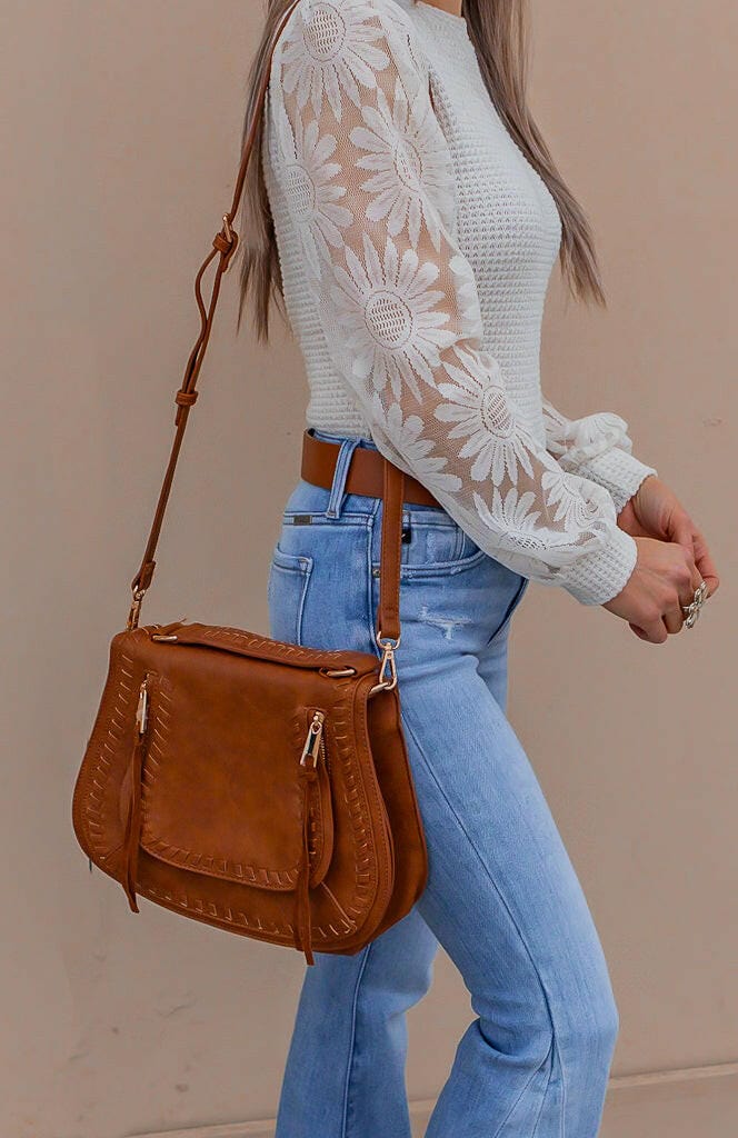 Relax Sunflower Waffle Knit Top with Mesh Sleeves S-XL