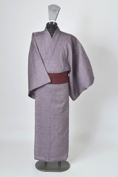 浴衣［165-173cm］小豆色の縞模様｜着物レンタルあき (来店着付け無料