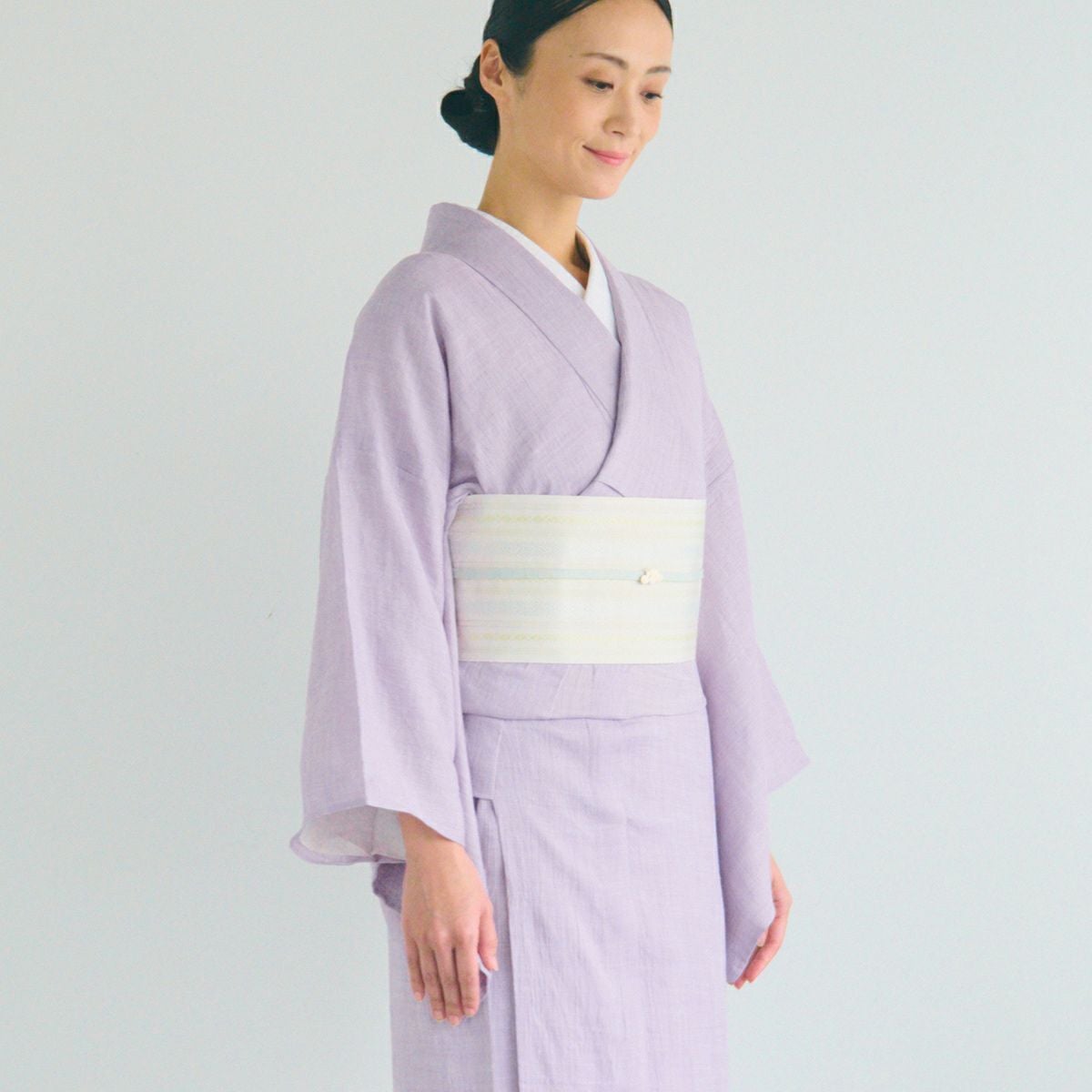 CHIKUMO-千雲-】洗える夏きもの 麻楊柳/紅藤 近江ちぢみ くるり｜着物