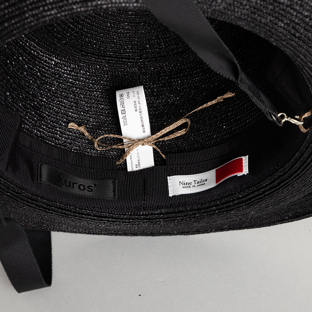 Nine Tailor × kuros'別注品】麦わら帽子 ストローハット 黒 日本製