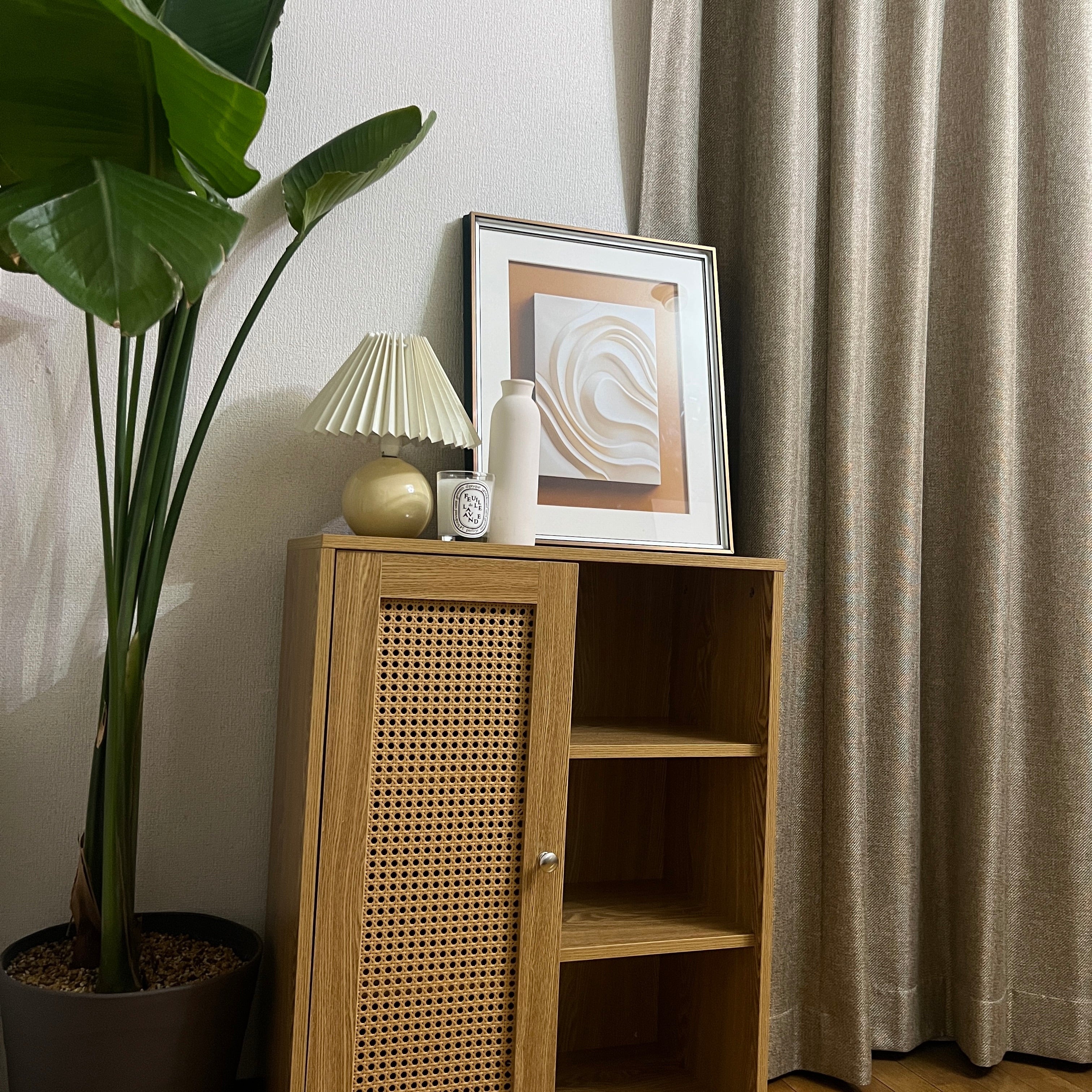 Cane Weave Cabinet (2size) ラタンの扉が目を引く、ナチュラル