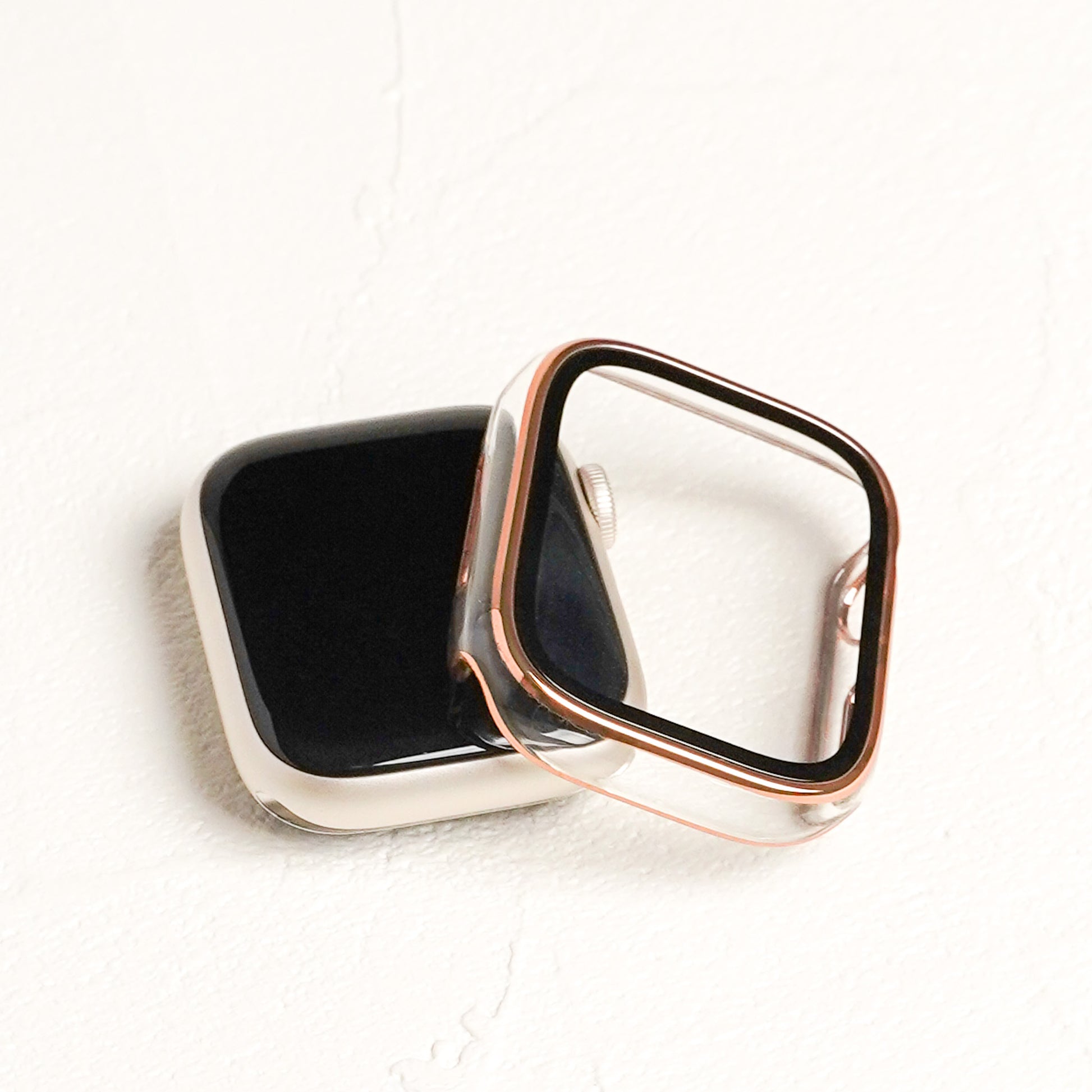 ローズゴールドライン 全面 保護カバー ガラス付き ハードタイプ