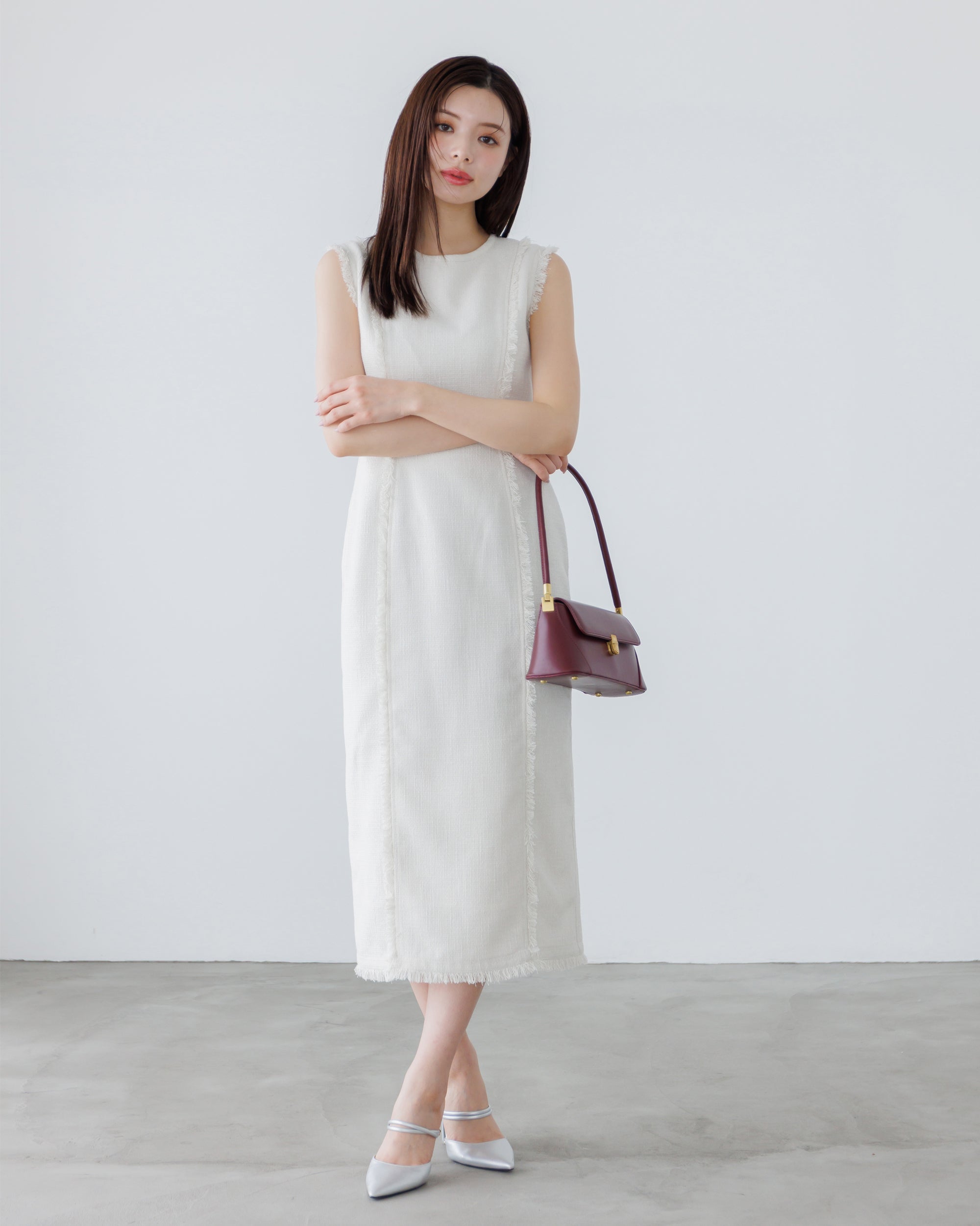 20%OFF】ノースリーブツイードフリンジワンピース – La lune