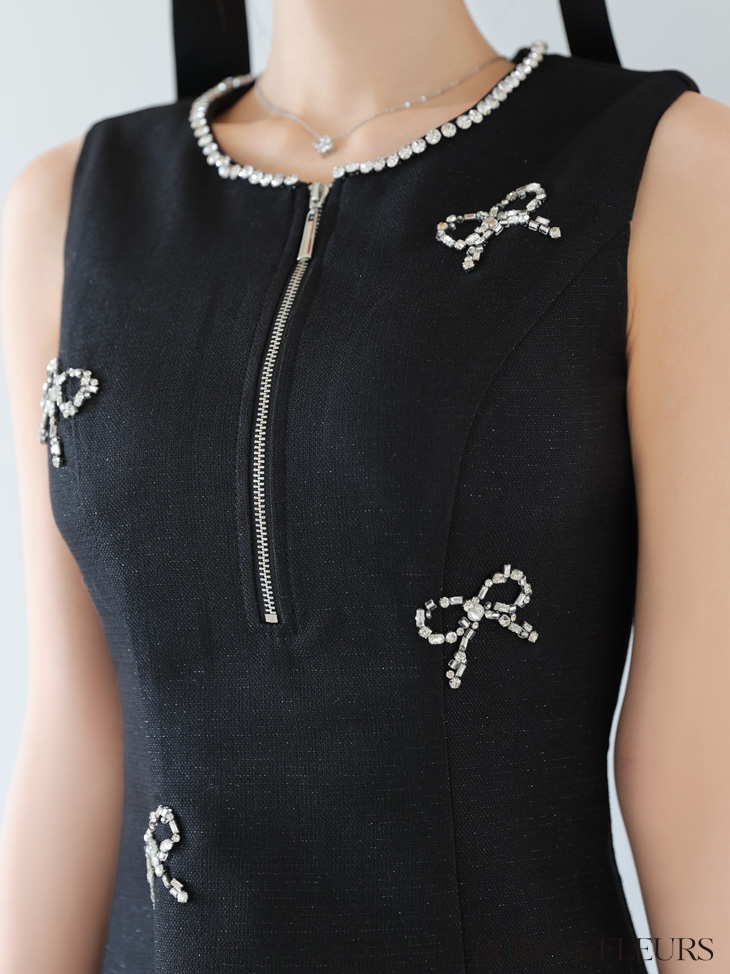 ROBEdeFLEURS/ローブドフルール】ジップデザイン ノースリーブ