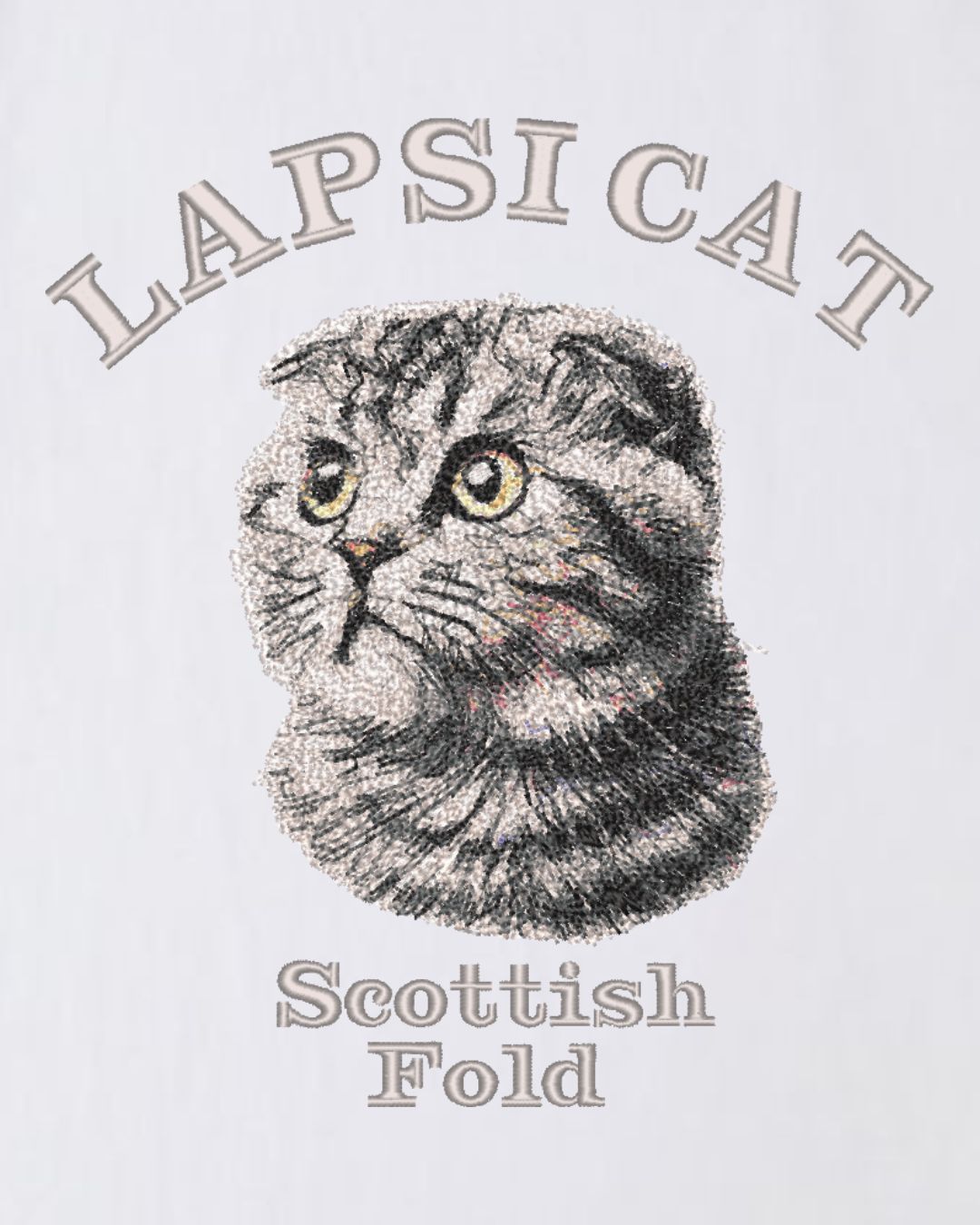 スコティッシュフォールド ミディアム フェイス&サークルロゴ 刺繍 Tシャツ