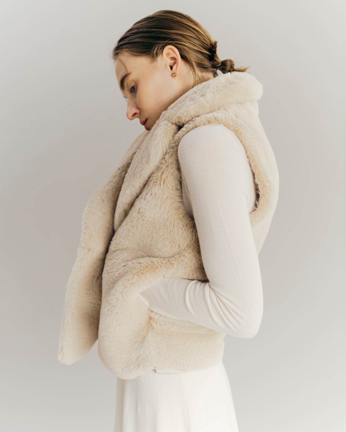 Tailored collar Fur vest – L'AUBE BLANC