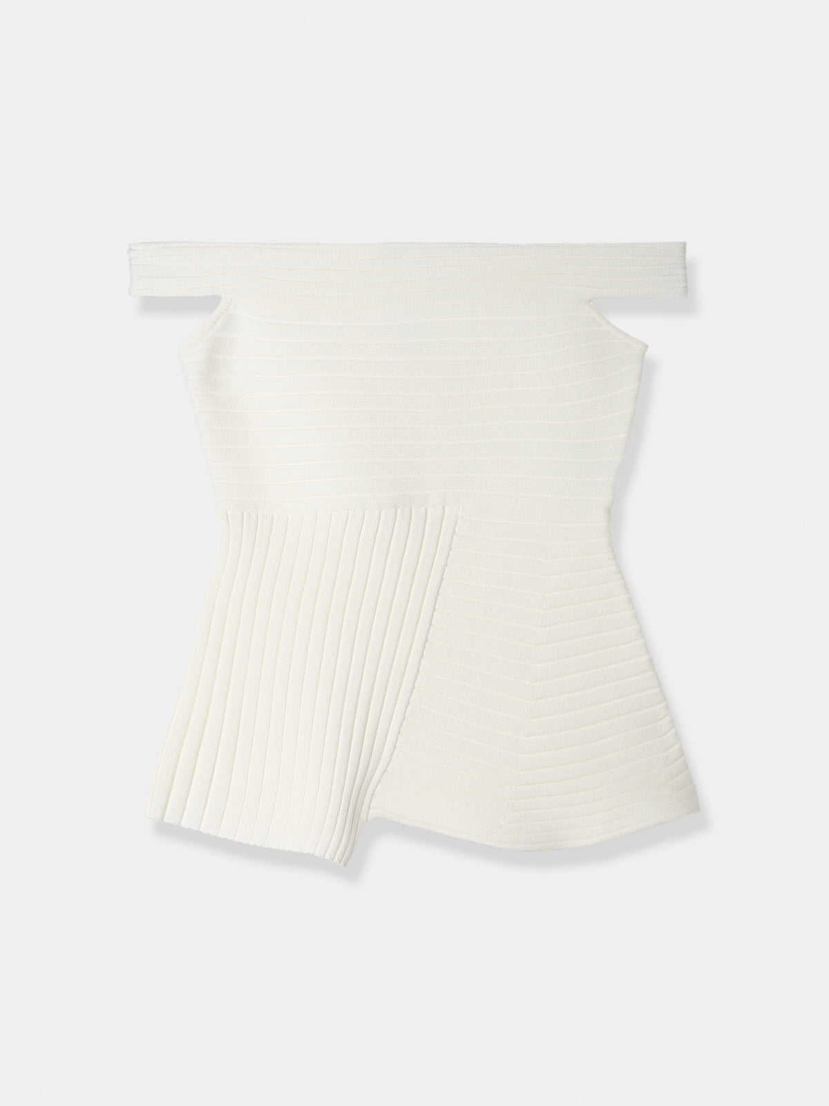 Off-shoulder Panel Rib Knit Tops – L'AUBE BLANC
