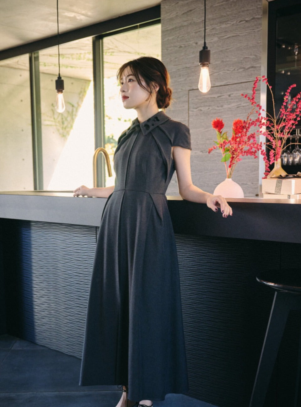 Embroidery collar Dress – L'AUBE BLANC