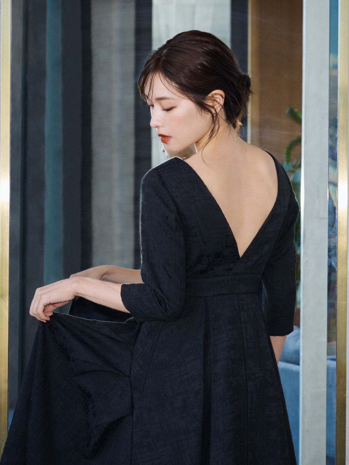 再入荷】Tuck drape Jacquard Dress – L'AUBE BLANC