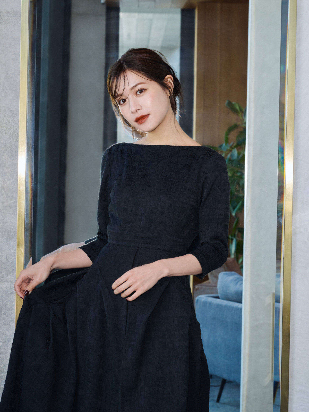 再入荷】Tuck drape Jacquard Dress – L'AUBE BLANC