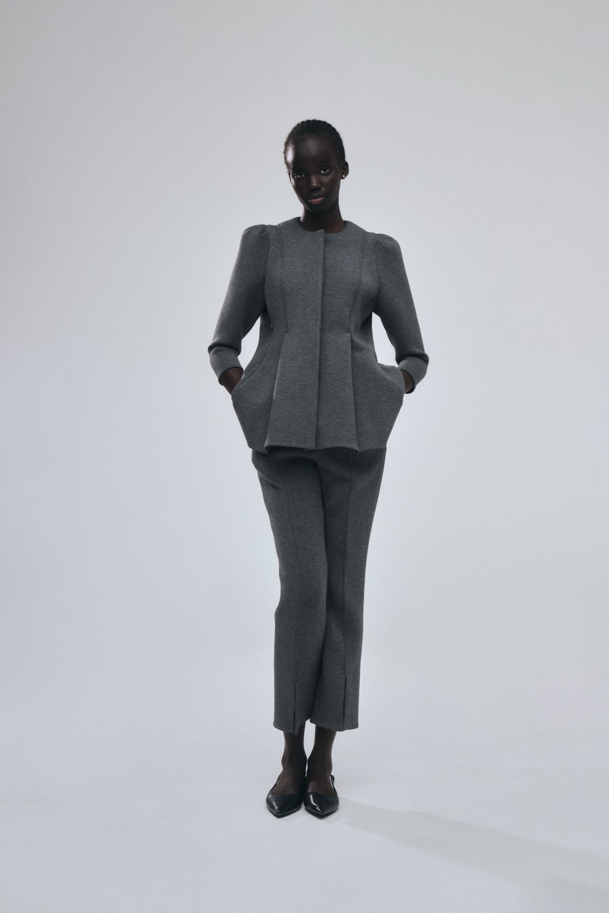 Double Knit Peplum Jacket – L'AUBE BLANC