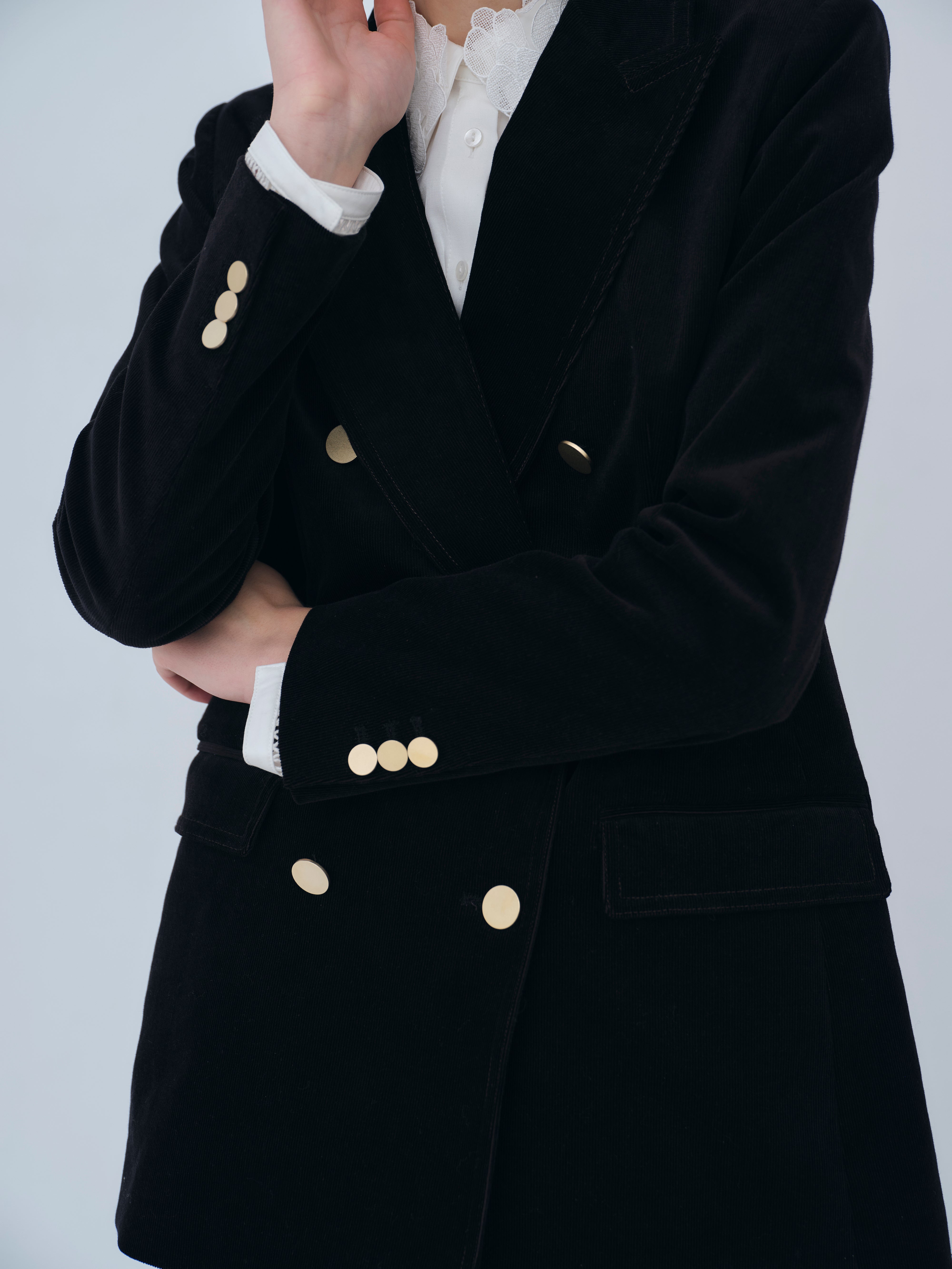 Double-breasted Corduroy Jacket – L'AUBE BLANC