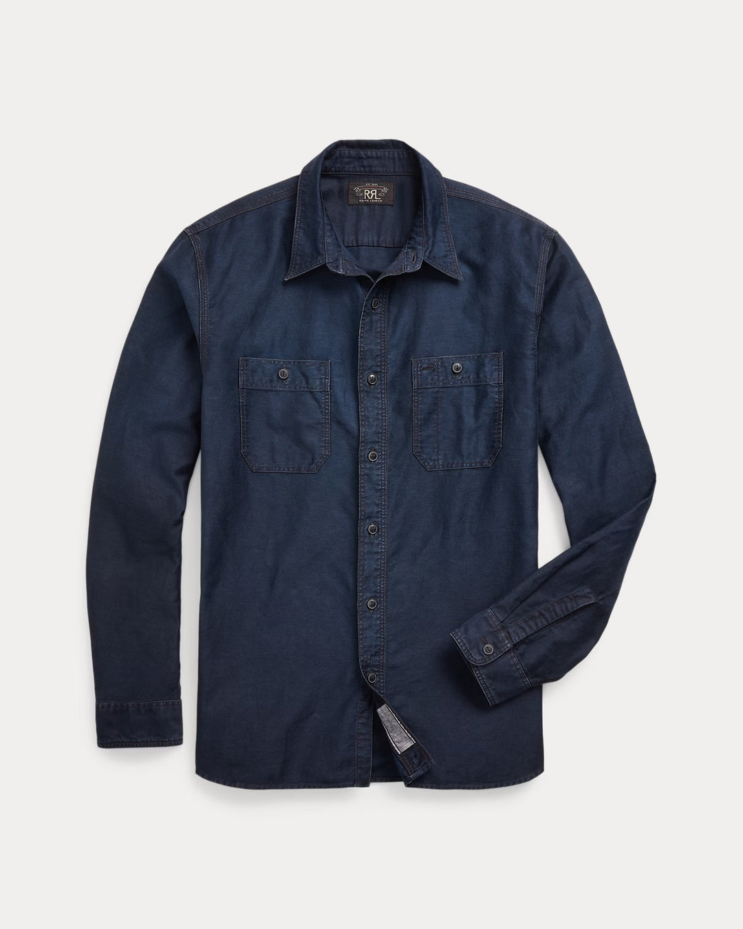 RRL INDIGO COTTON-LINEN SATEEN WORKSHIRT – Lawrence Covell