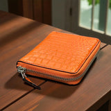 クロコダイル 二つ折り財布 ラウンドファスナー ミドルウォレット ワニ