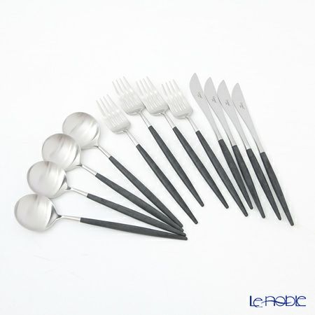 クチポール ゴア GOA ブラック／シルバー 4人用カトラリー テーブル12