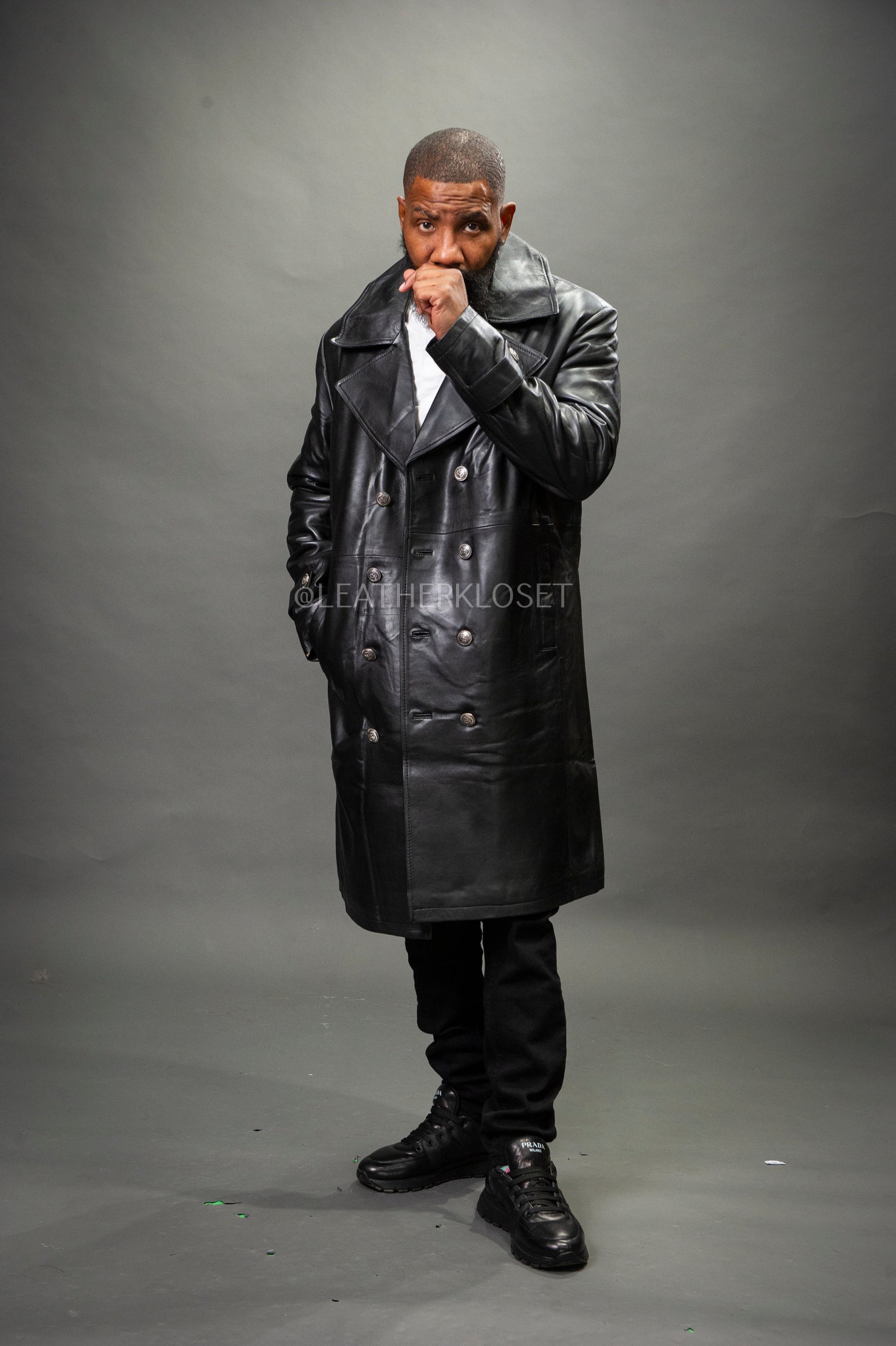 Men's Leather Trench Coat [Black] – LeatherKloset