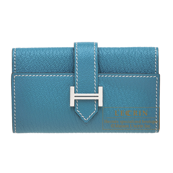 Hermes Bearn key case/4 key holder New blue jean Chevre myzore