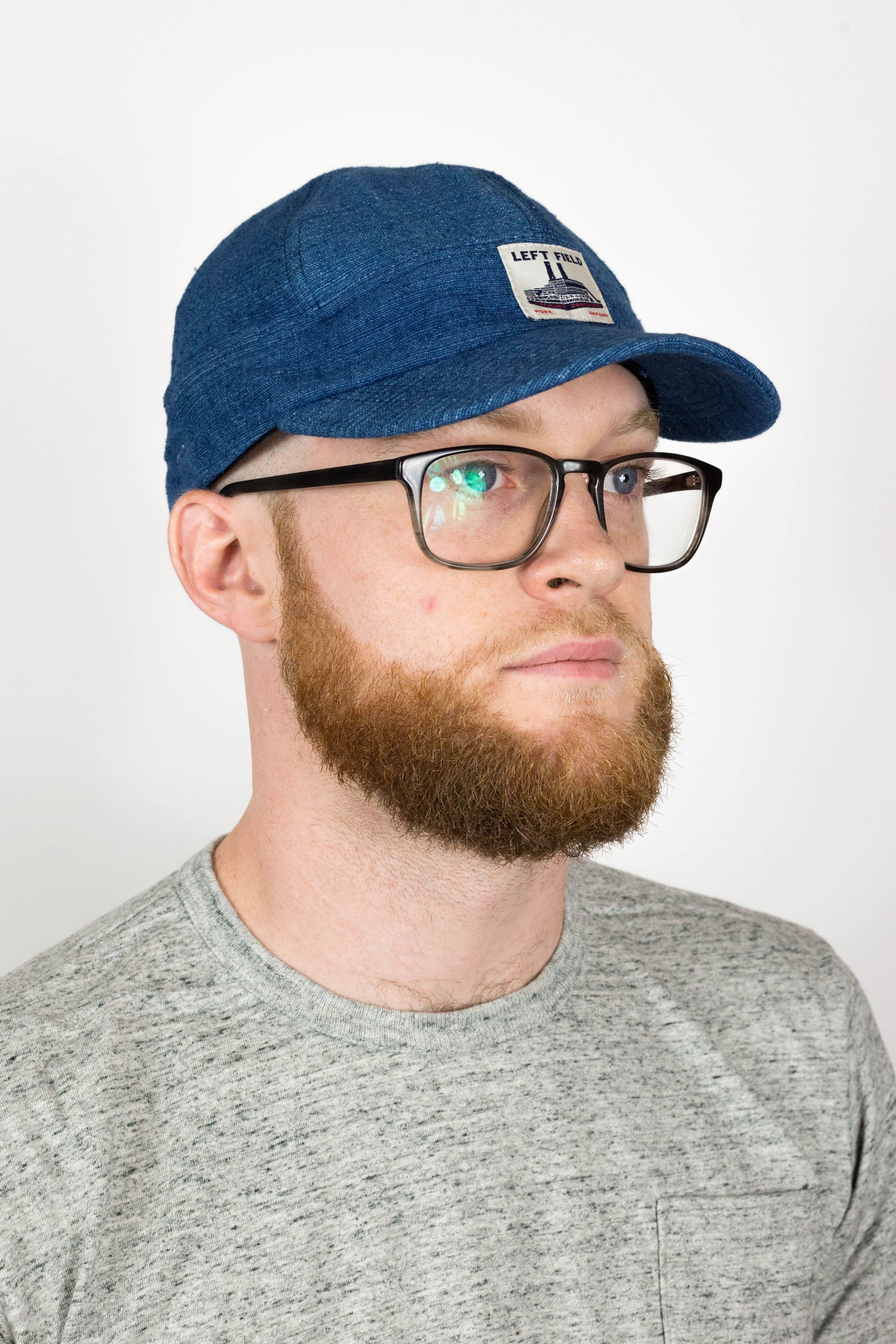 Dark Natural Indigo hand loomed Engineer cap – Left Field NYC