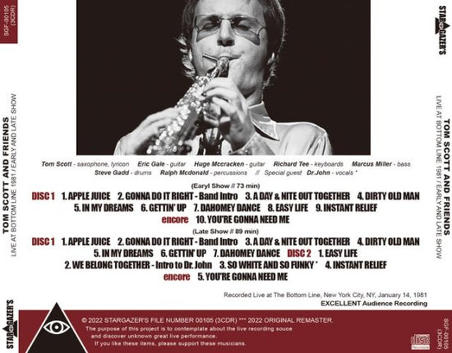 トム・スコット / 1981年1月14日 ニューヨーク・ボトムライン公演