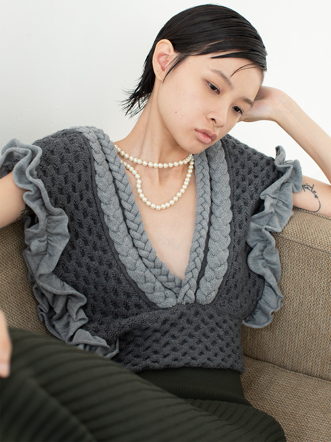 Braids&Frill Top/Blue | leinwände | ラインヴァンドの公式オンライン