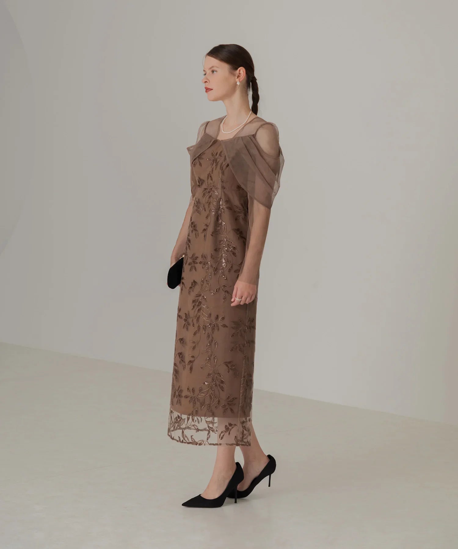 当日発送】チュールロングスリーブリーフIライン/パーティードレス