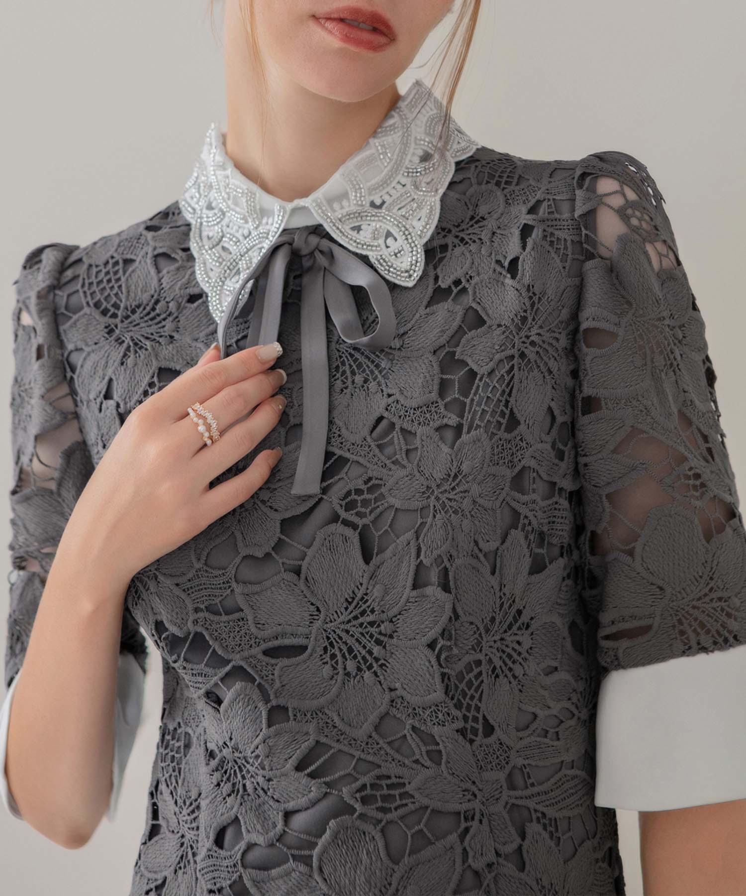 当日発送】パールカラーボウタイフラワーレースフィッシュテール