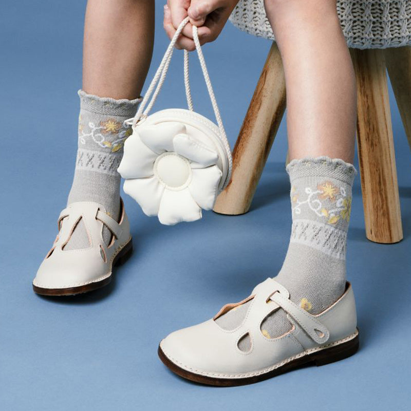 collegien コレジアン Camelia - 【3465】Jacquard Flower Ankle Socks