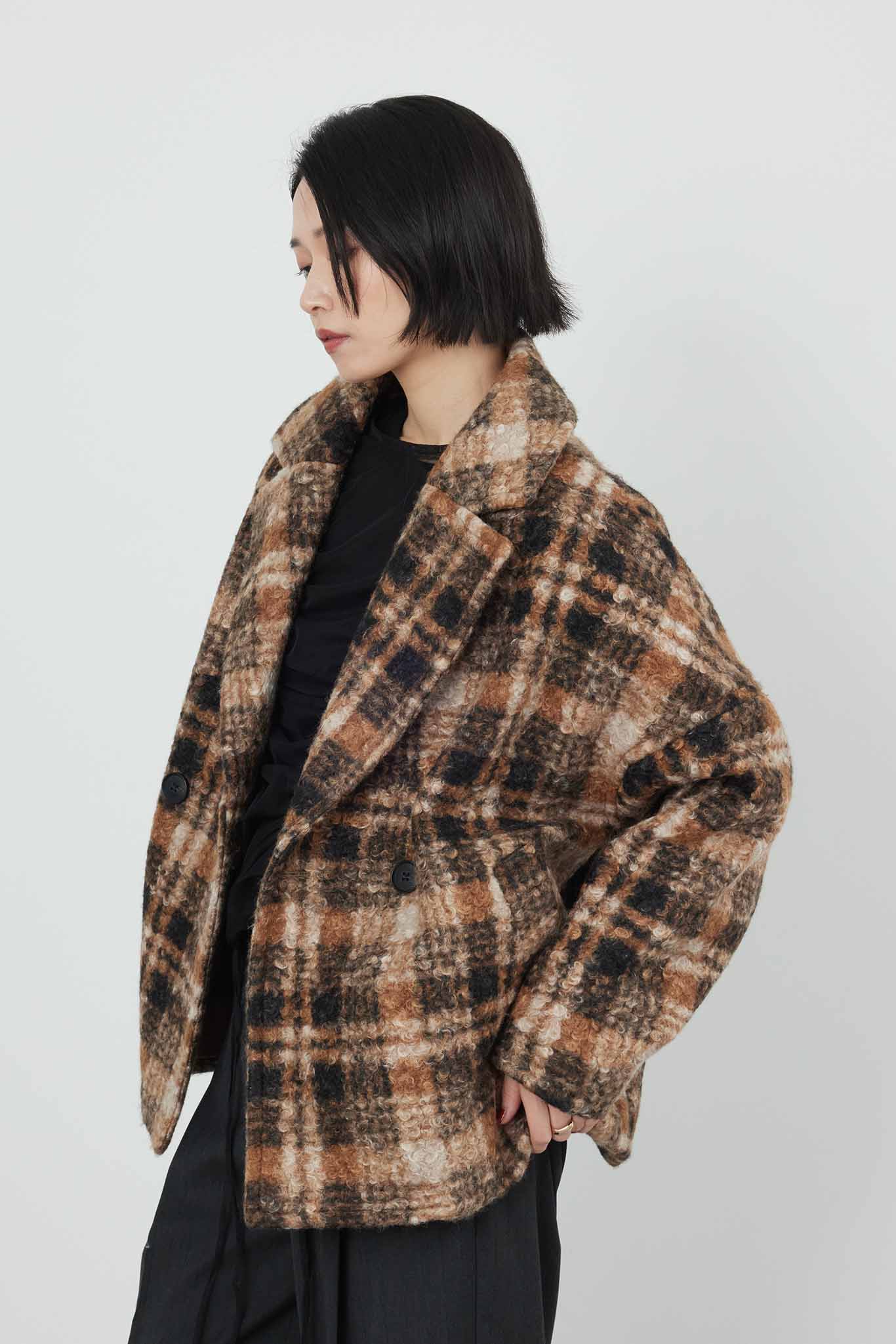 caramel チェックコート 10y(140cm) リバーシブルチェックコート
