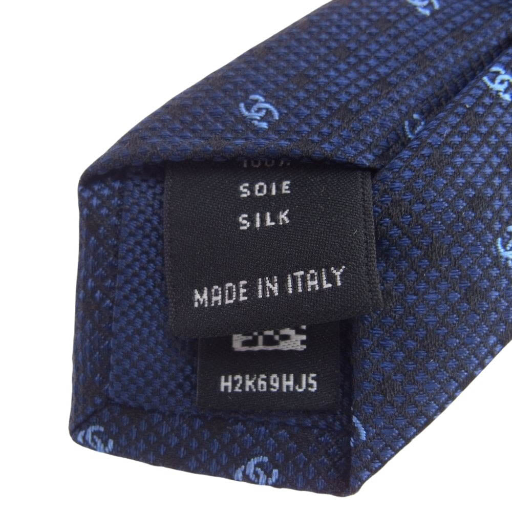 CHANEL シャネル イタリア製 ココマーク ネクタイ ネイビー系【美品