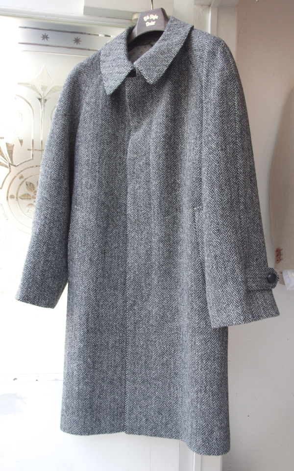 ハリスツイードのオーダーメイドコート｜ラグランステンカラーコート