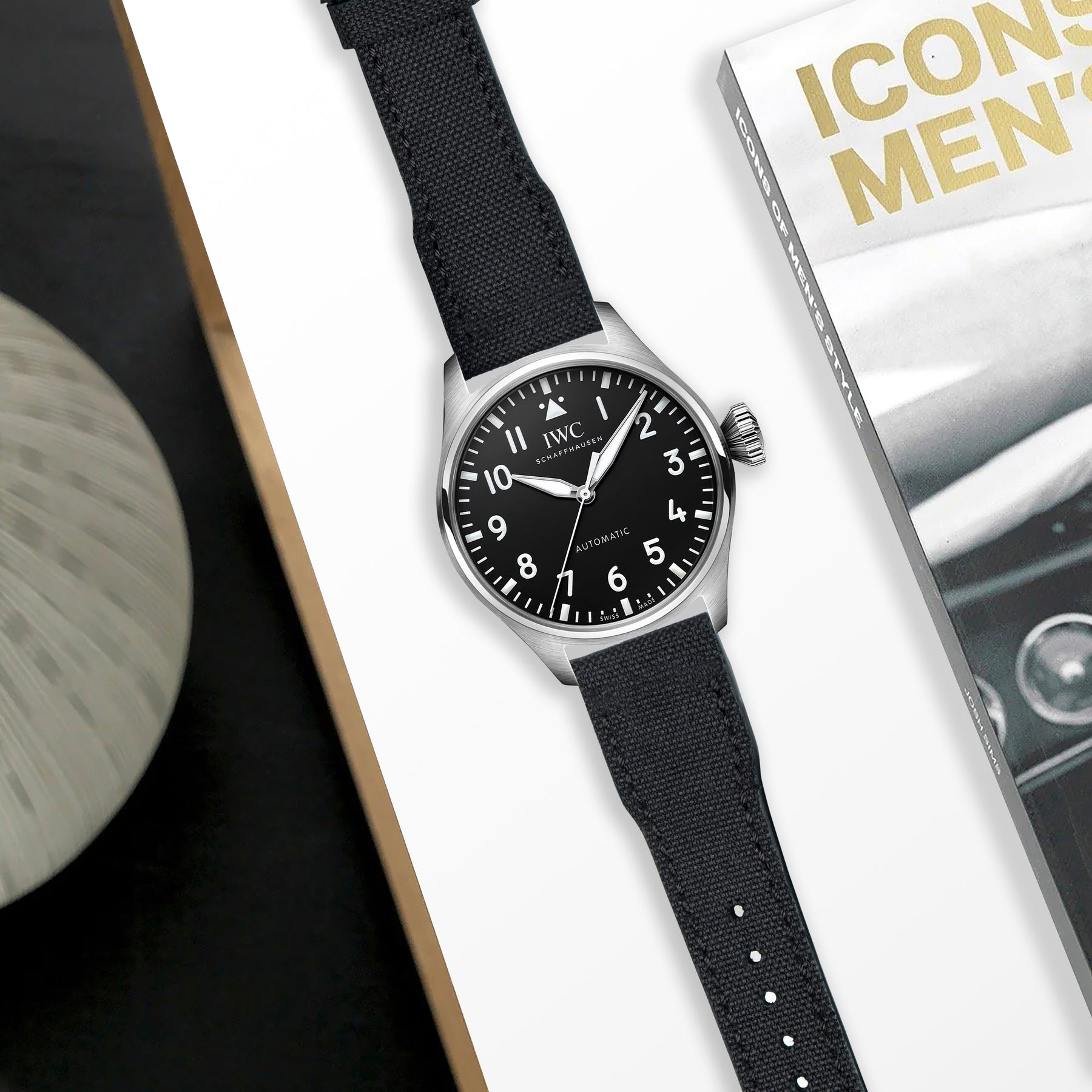 IWC Easx Change Straps - Pilot Canvas Black – Liger Straps