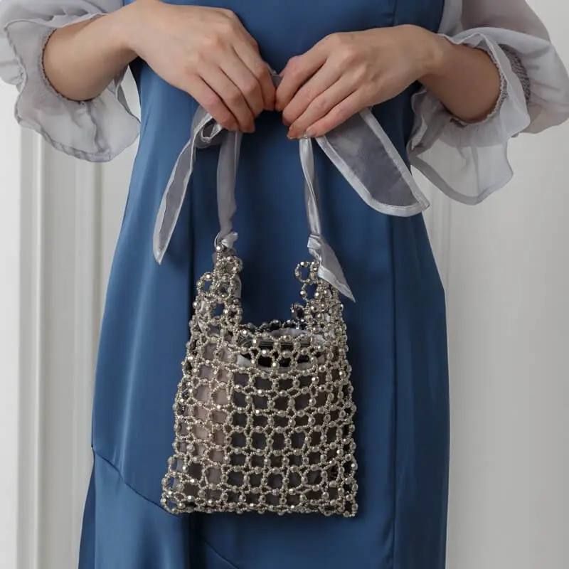 ANTEPRIMA シルバー ビーズ編み パーティーバッグ ANTEPRIMA シルバー