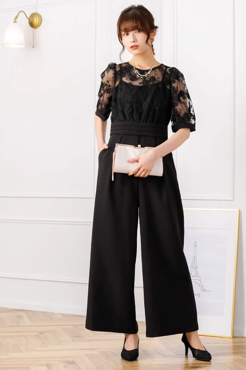 ブラックのケミカルレース切替オールインワン | select shop | L