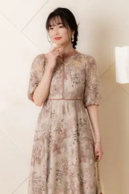 グリーンのフラワーエンブロイダリードレス | Dorry doll | M | 結婚式