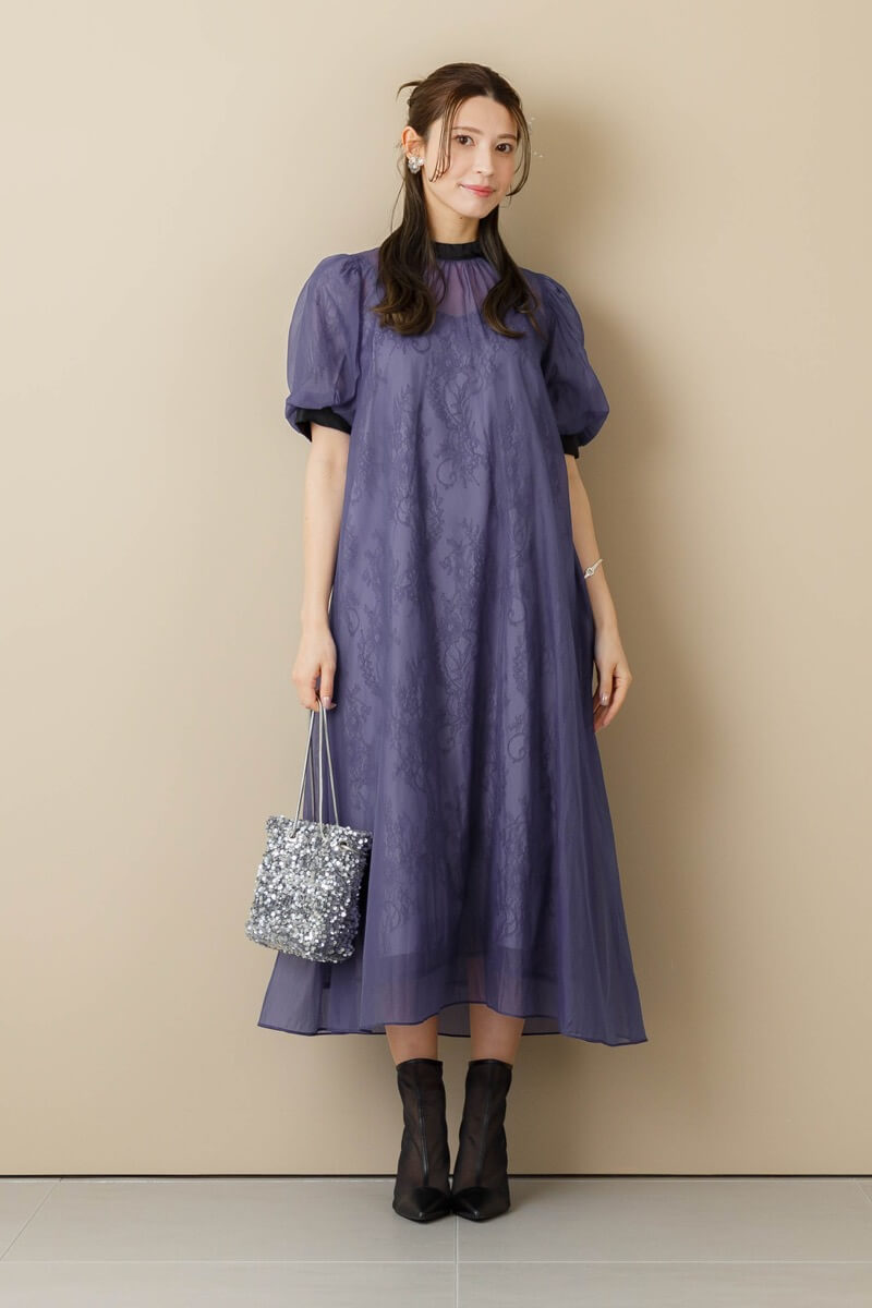 ネイビーのシアーAラインドレス | Dorry doll | M～マタニティ