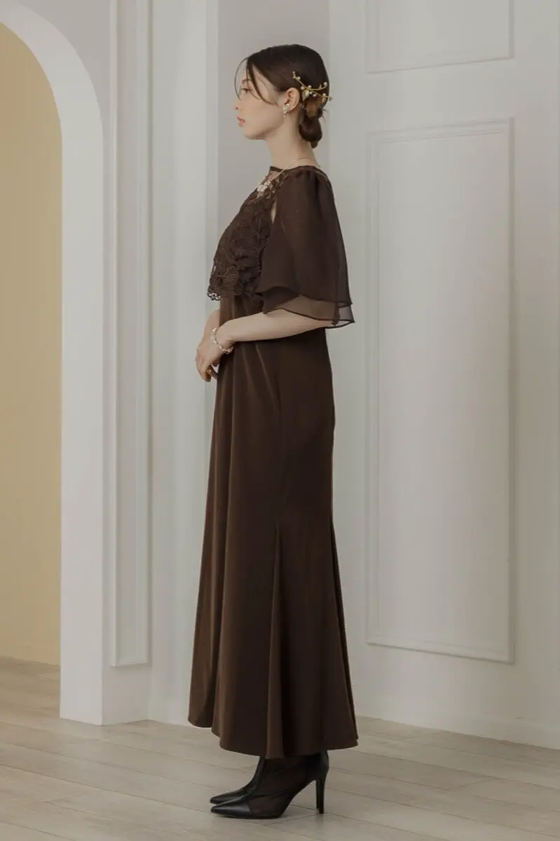 ブラウンのリーフブラウスマーメイドドレス | Dorry doll | M | 結婚式