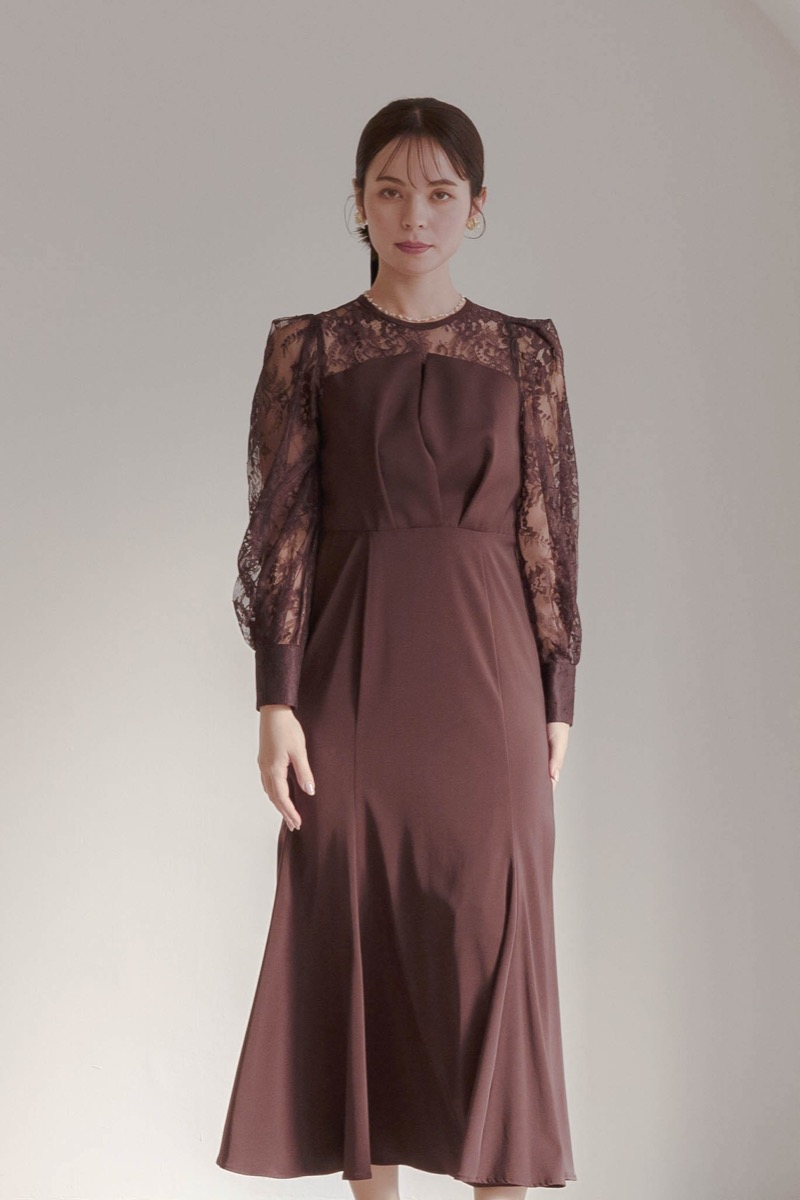 ブラウンのビスチェ風マーメイドドレス | Dorry doll | M | 結婚式