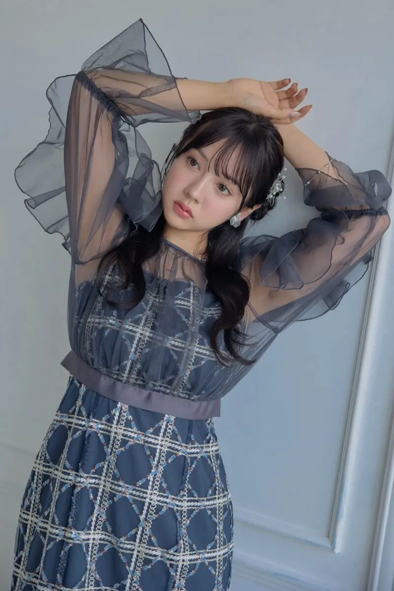 ネイビーのボレロ付きチェックレースドレス | Dorry doll | M | 結婚式