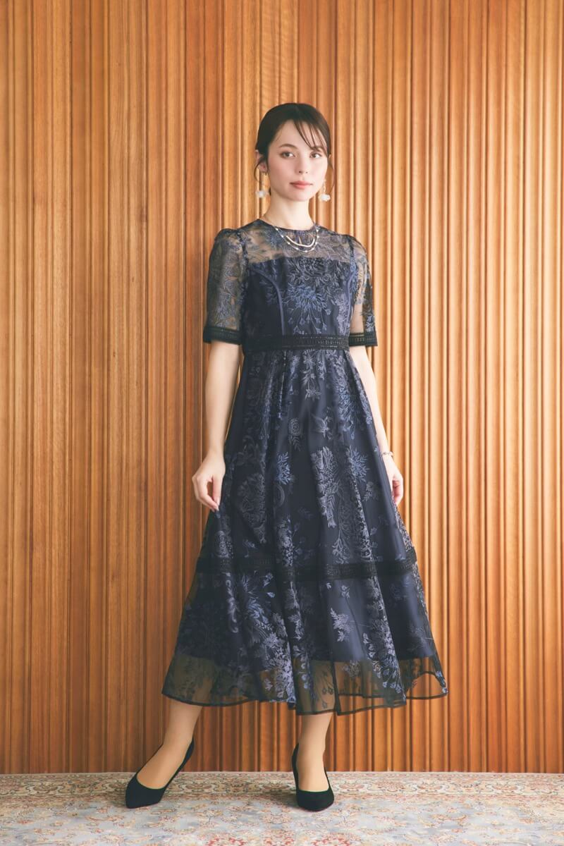 ネイビーのラダーレースドレス | Dorry doll | M | 結婚式パーティーの