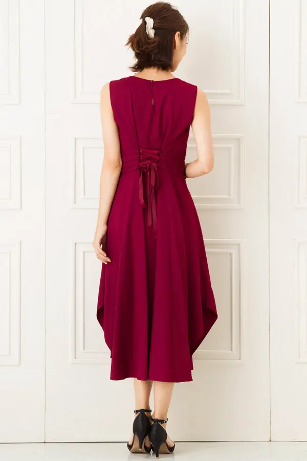 ワインレッドシフォンミディアムドレス | Dorrydoll | S～M | 結婚式